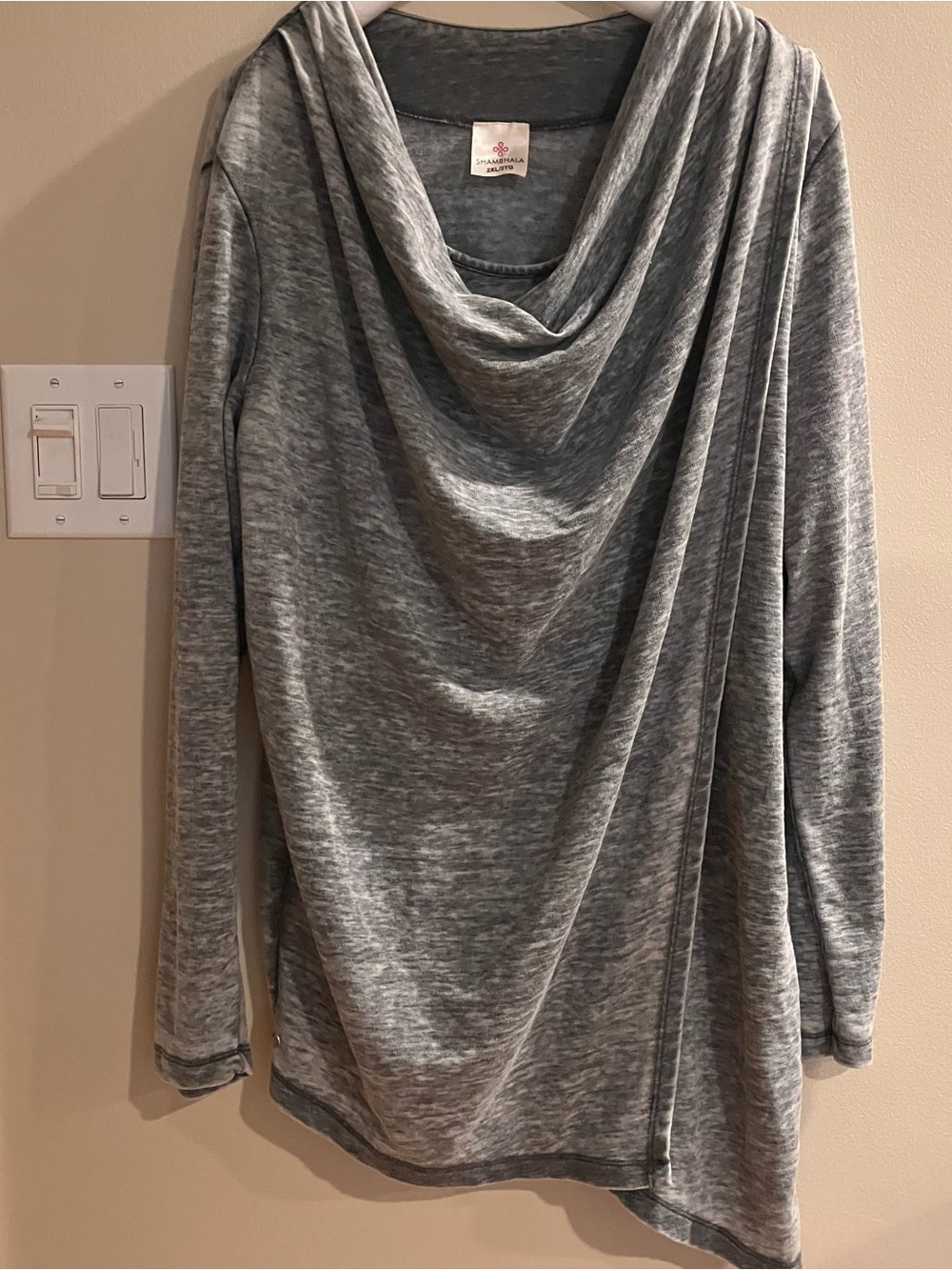 Light Gray Cowl Neck Pullover Sweater asymmetric marled bohemian boho
